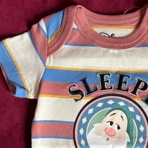 Disney Snow White and the Seven Dwarfs Sleepy Striped Infant One-Piece -NWT
